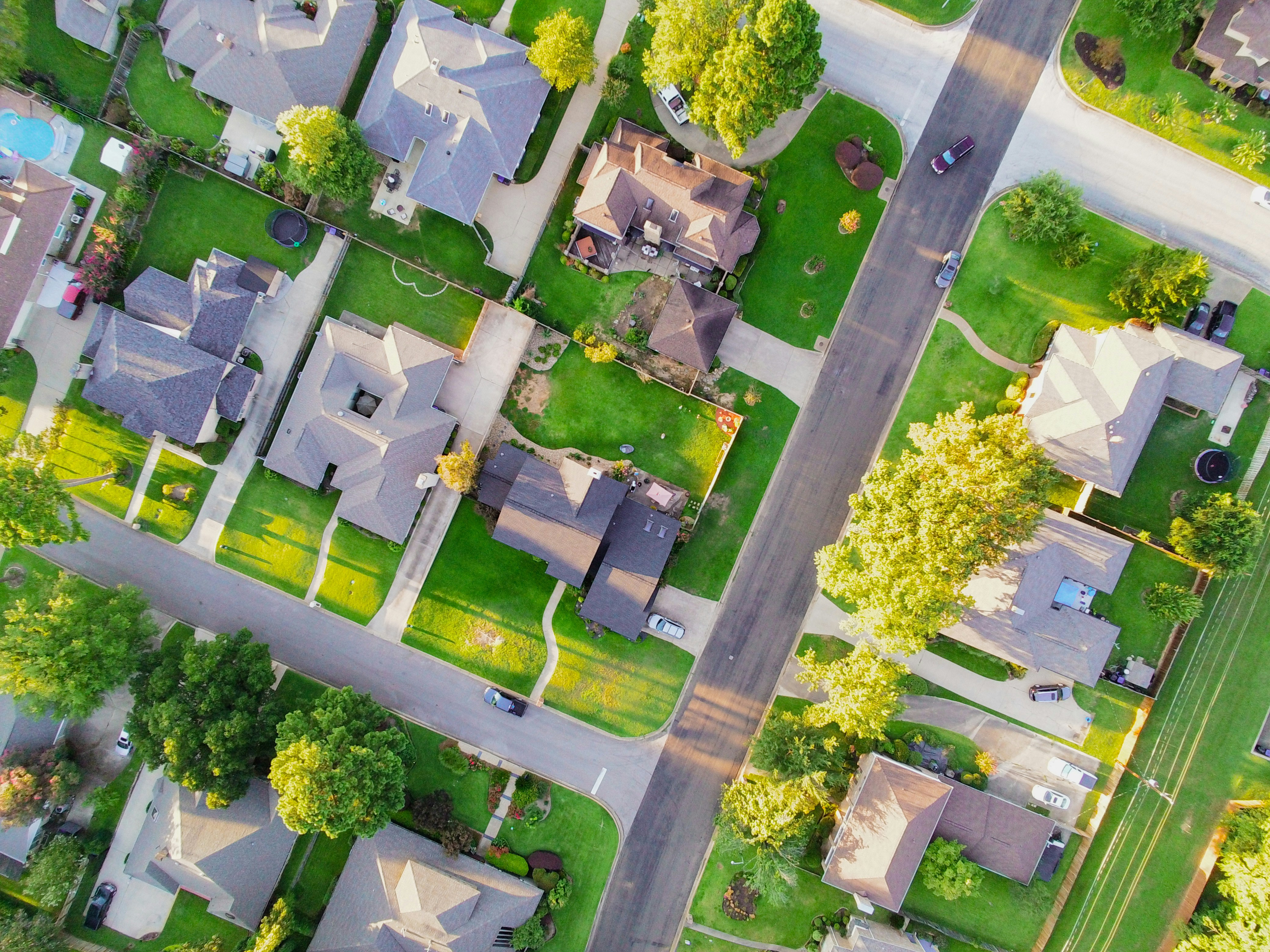 Aerial view of residential neighborhood